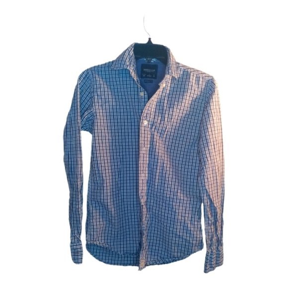 Springfield Long Sleeve Button Down Shirt‎ Men Size xs Plaid blue and White Red - Picture 1 of 3